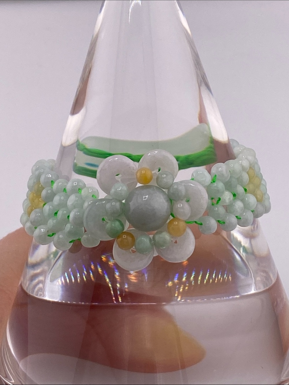 Natural Jadeite Jade Woven Flower Cuff Bracelet - The Gem Studio